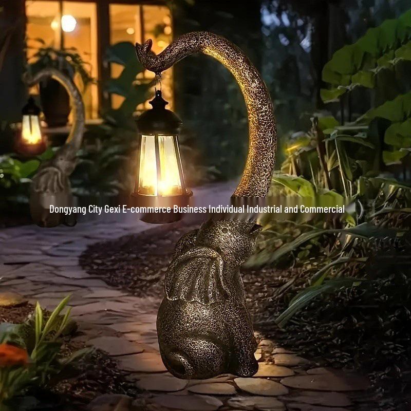 Solar Elephant Lantern Resin Craft - Garden Decoration Sculpture