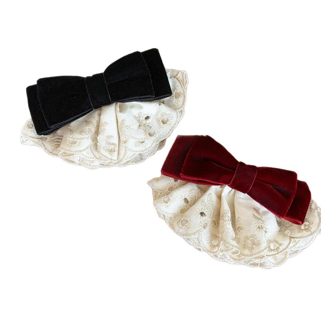 Elegante Stoffstickerei Spitze Schleife Haarspange - High-End, Exquisite Federklemme für Damen, Perfektes Herbst- & Winter-Casual-Haaraccessoire