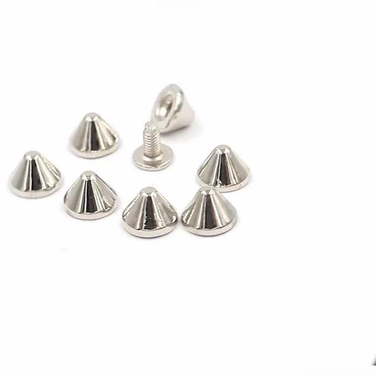 100pcs 9x6mm Flat Cone Zinc Alloy Spike Screw Back Studs Punk Spike Leathercraft Rivet Pet Collars Bracelet Shoes Making