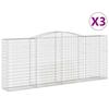 VidaXL Paniers à gabions arqués 3 pcs 400x50x160/180 cm fer galvanisé, gabion, cage de gabion, panier de mur de gabion, mur 3147036