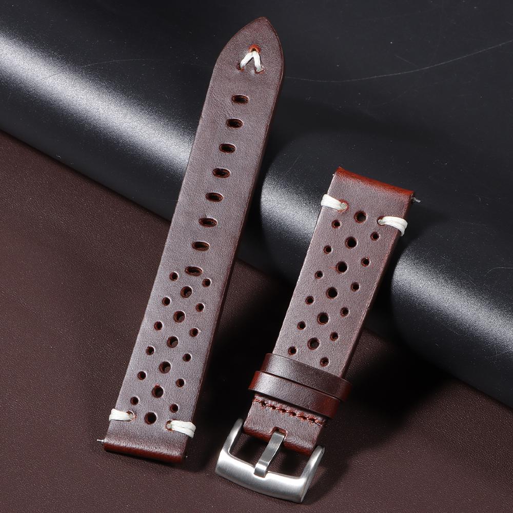 20mm 22mm Handmade Genuine Watchband Old Brown Black Soft for Men's Vintage Bracelet Oil Wax Cowhide Bracele for Casio for Omega