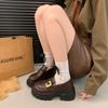 Platform loafers women's 2025 autumn and winter new retro French single shoes one-pedal women's shoes British style JK small leather shoes