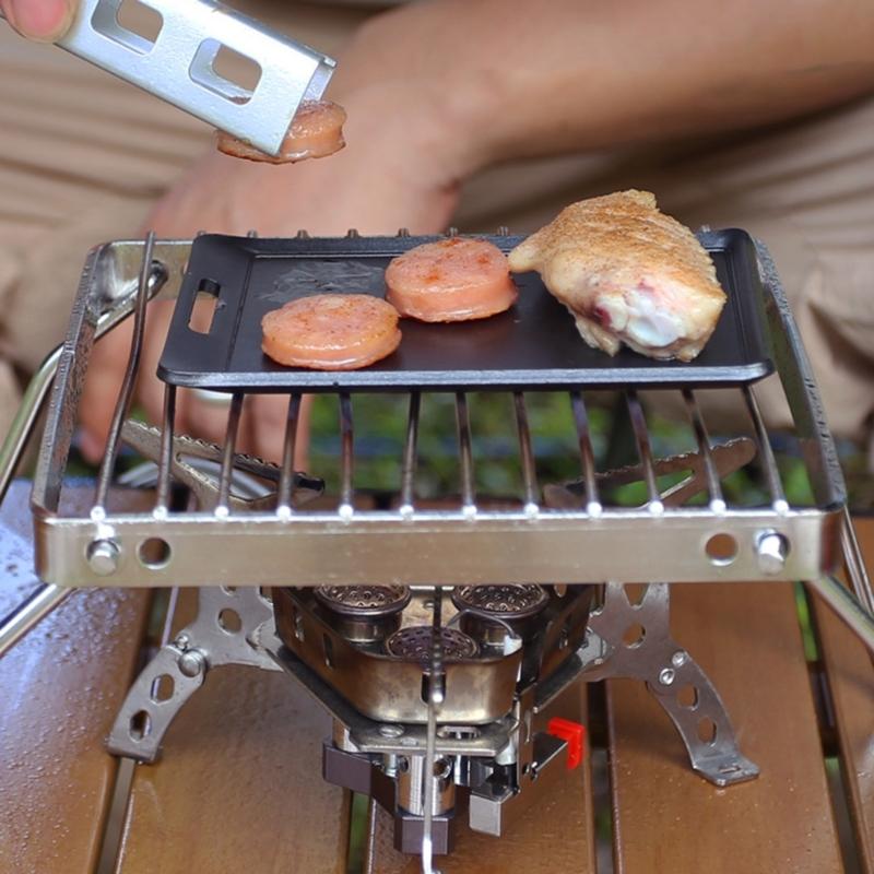Small Grill Pans Barbecue Griddle Frying Pans Outdoor Picnic Grill Plate Rectangle Small Baking Pans Cooking Utensils