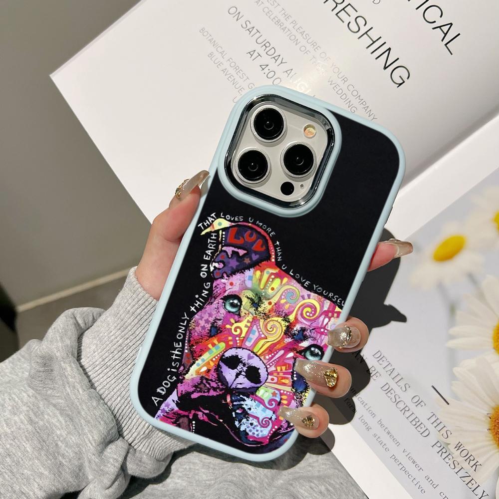 Ae76 Dog Color Doodle Design Art Phone Cases for Samsung A13 A32 A53 A04e A54 S23 S24 Ultra Infinix Hot 40i Huawei Metal Camera Protective Back Cover