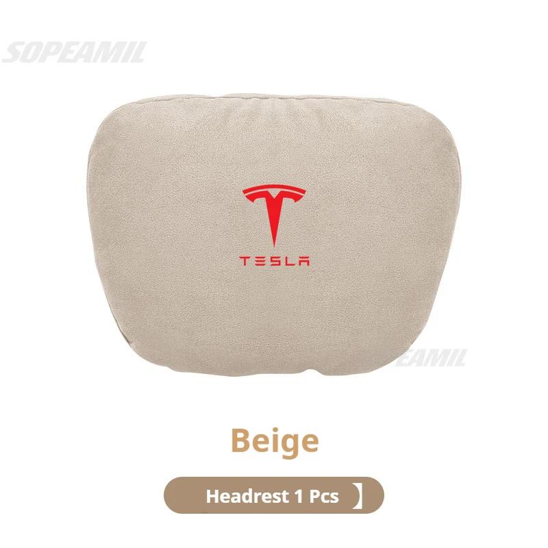 Suede Car Headrest Neck Support Seat Lumbar cushion Soft Neck Pillow Pad For Tesla Model 3 Model Y Model S Model X Accessories