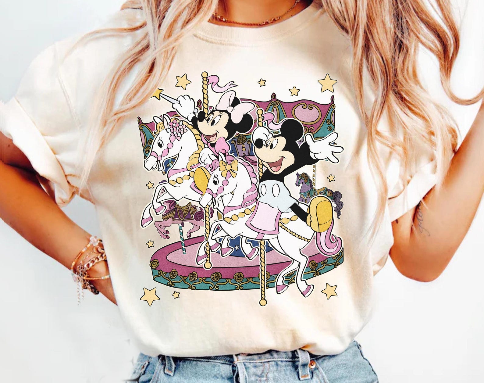 Mickey Minnie Carousel Shirt, Disneyland Family Trip Outfit, Retro Unicorn Tee, Disneyland Gift 3XL