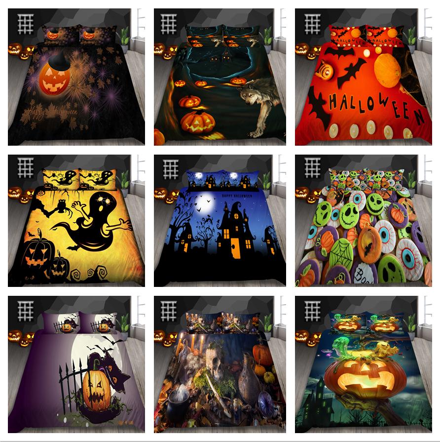 

Постельное белье с ужасным забавным узором, односпальная двуспальная кровать, полноразмерная наволочка и пододеяльник, 2/3 шт., украшение на Хэллоуин, украшение для дома из микрофибры