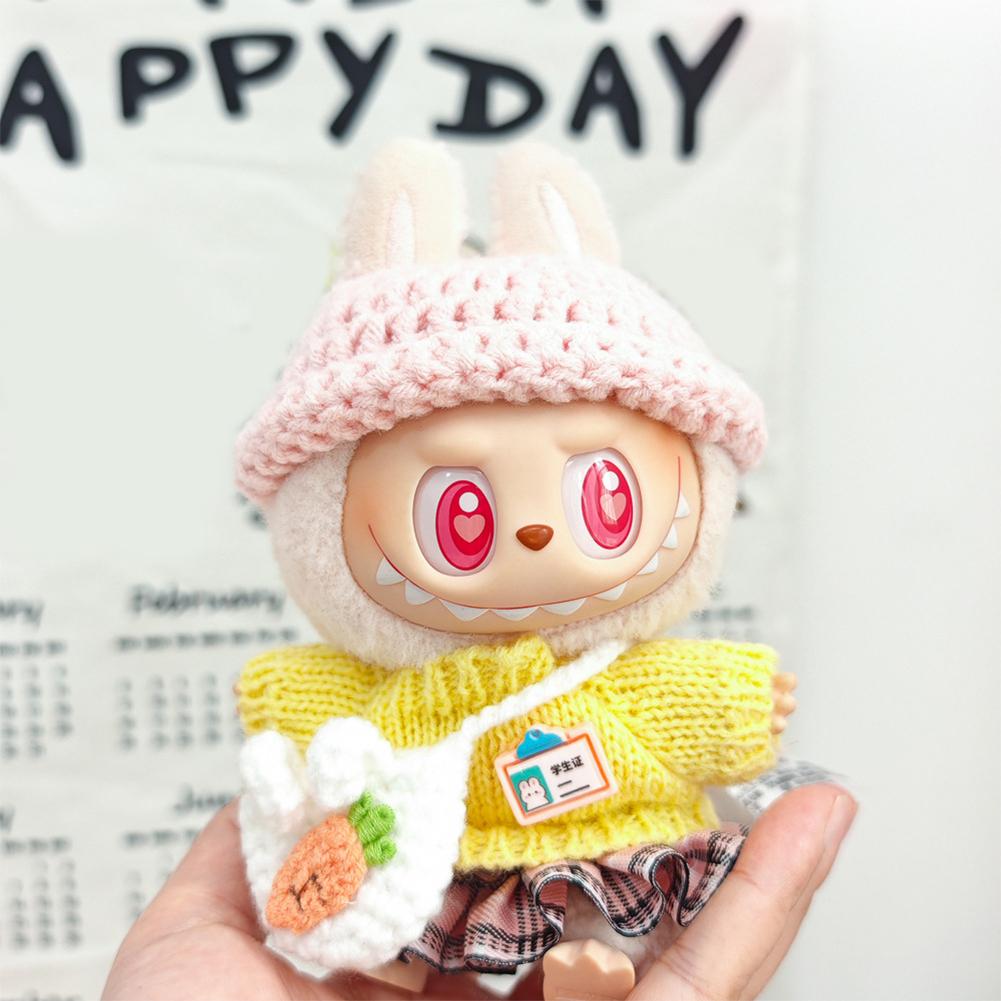 For 17cm Labubu Dukkeklær Moteklær Hettegensere Dukkeklær Fargematch Hettegensere Dukker Tilbehør Søt dekorasjon Små kluter