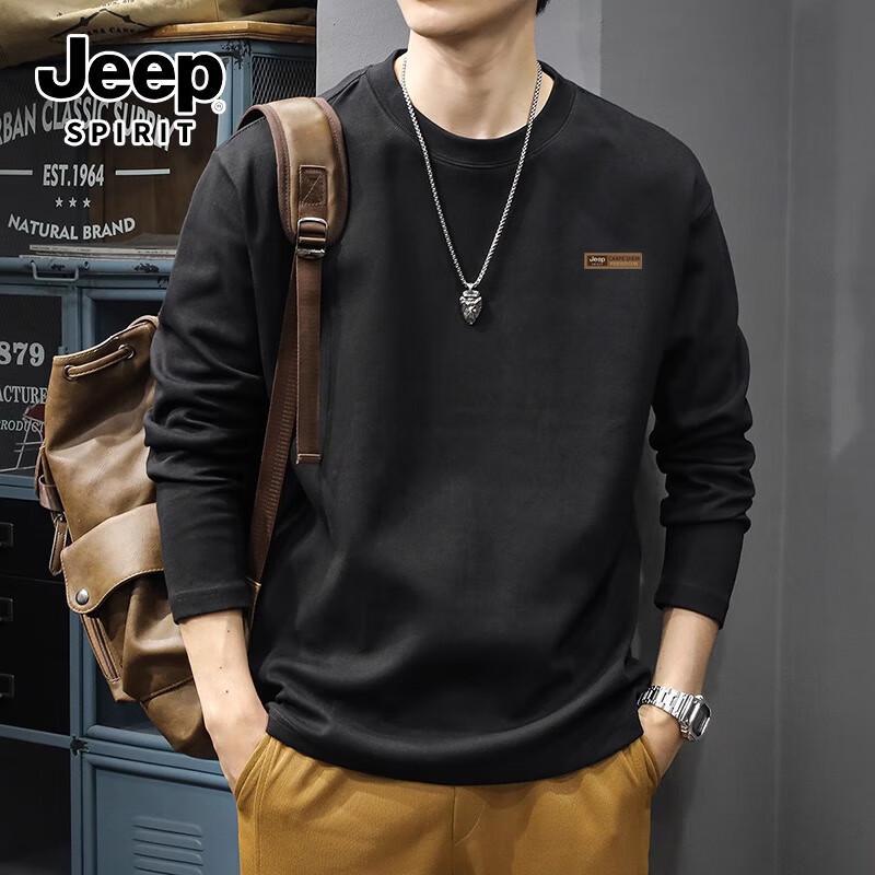JEEP SPIRIT Men s Heavyweight Long Sleeve Cotton T-shirt XL