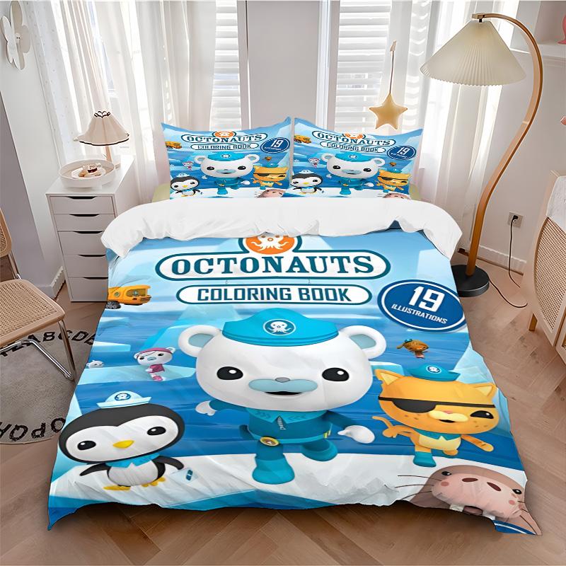 Octonauts Abenteuer Quest Druck 3-teiliges Bettwäsche-Set Bettbezug mit 2 Kissenbezügen Zuhause Geburtstagsgeschenk