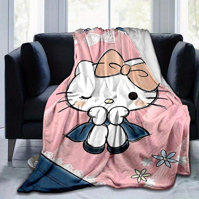 1pc. Cute Hello Kitty Bowknot Pink Quilted Blanket - Perfect for Home, Office, Outdoor Use & G 100x150cm