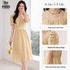 Women's Square Neck Short-Sleeve Midi Dress