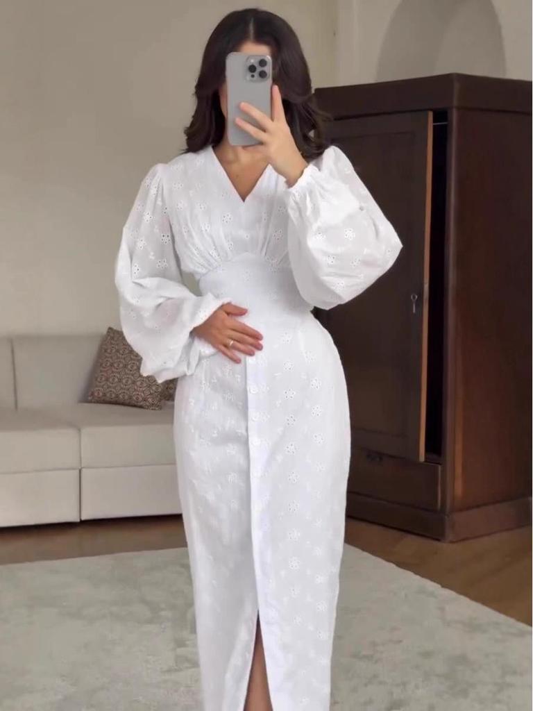 2025 European & American Elegant Women's Long Sleeve Summer Dress with Casual Long Skirt