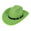 Unisex Western Cowboy Hat Wide Brim Roll‑Up Brim Double‑Top Felt Fedora Hat,10 Colors,Multiple Optional Detachable Hat Bands