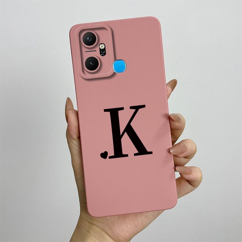 For Infinix Smart 6 Plus Case Infinix Smart6 Plus Phone Case X6823C Cute Initial Letters Square Soft Silicone Back Cover Fundas