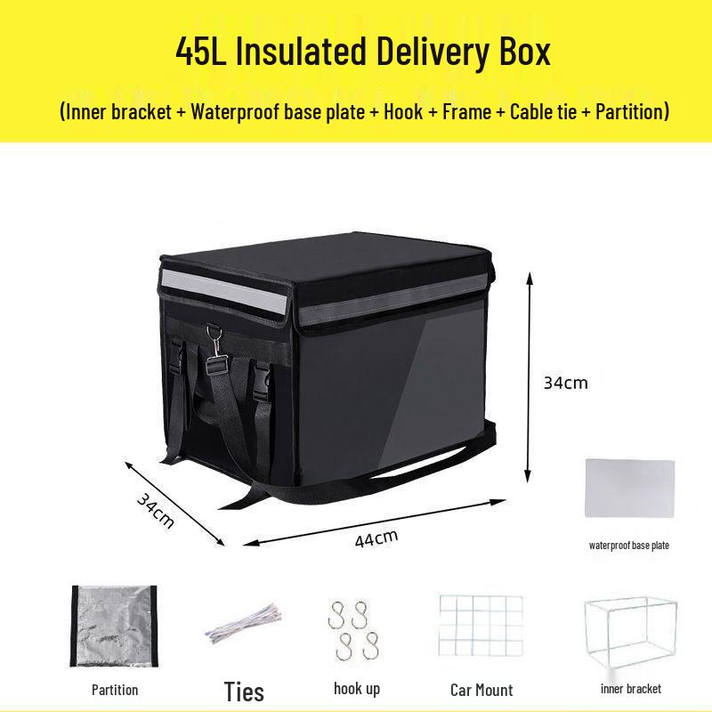 Thick Insulated Black Waterproof Takeaway Delivery Box for Car & Home Use