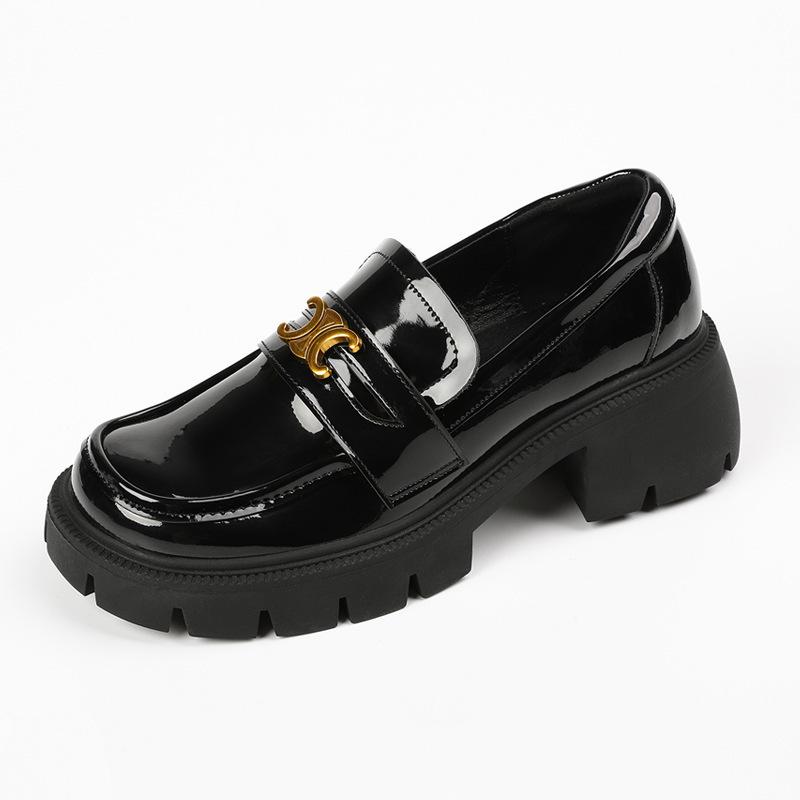 

Yuexinwang genuine leather flat for Huizhou women s shoes grape mother same leather shoes autumn and winter new versatile black loafers women 40