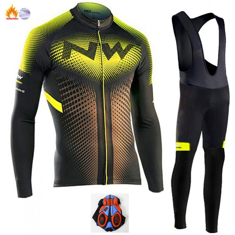 Winter Thermal Cycling Jersey Long Sleeve Fleece Lined Windproof Bike Men Women