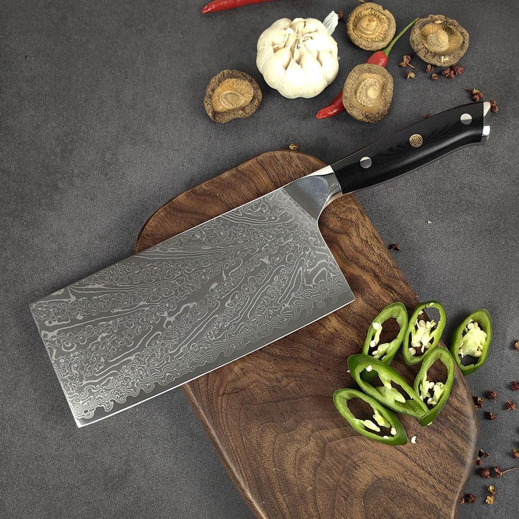 7.3 Inch Chinese Chef Knife 67-layers Damascus Steel 10Cr15CoMov Blade Cleaver Meat Slicing Vegetables Kitchen Knives G10 Handle