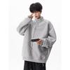 Men's Heavyweight Half-Zip Hoodie with Stand-Up Collar - Trendy Deconstructed Streetwear for Autumn/Winter