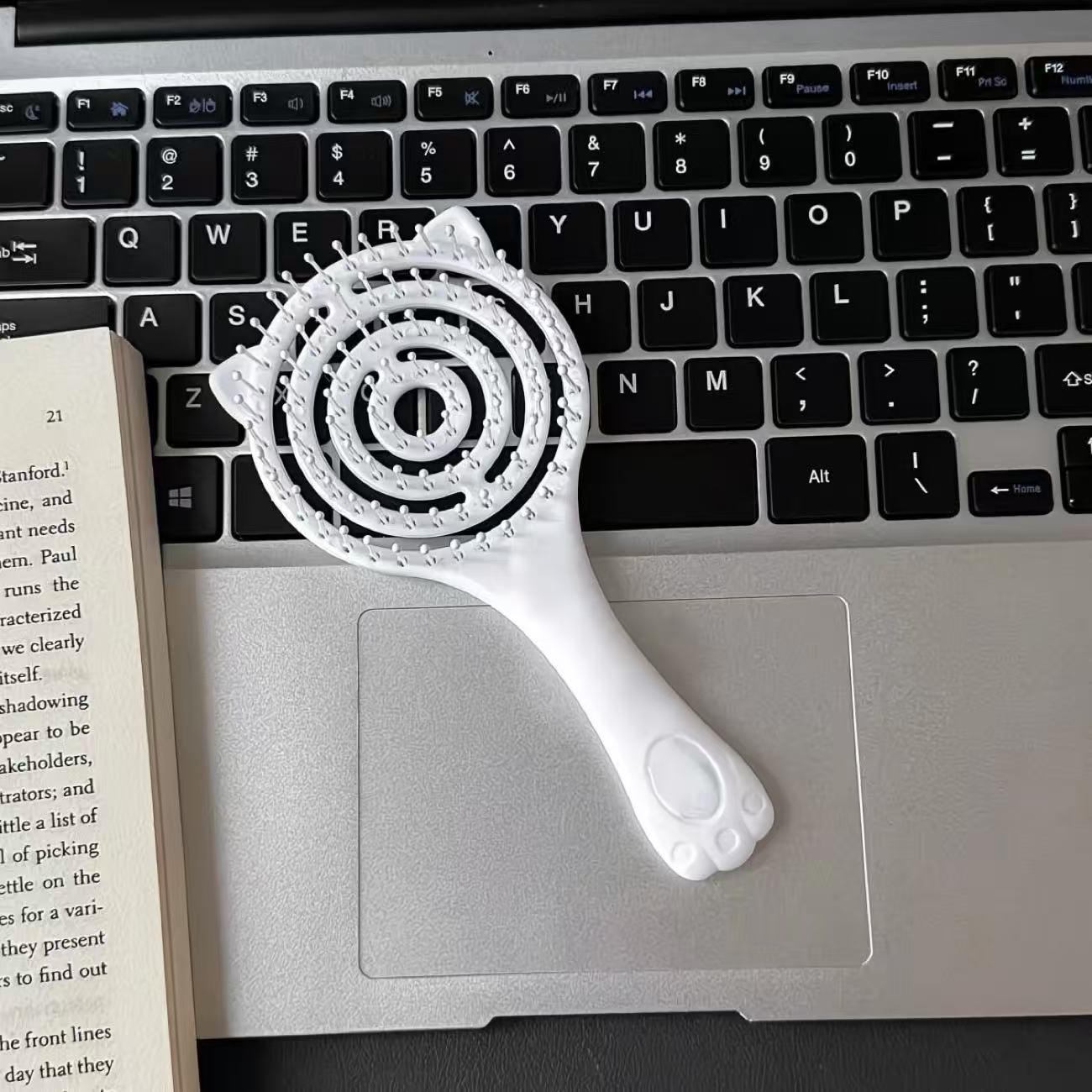 Hot Selling Cat Ear Cartoon Mini Hairdressing Comb - Portable Air Cushion & Hollow Rib for Massage No Packaging