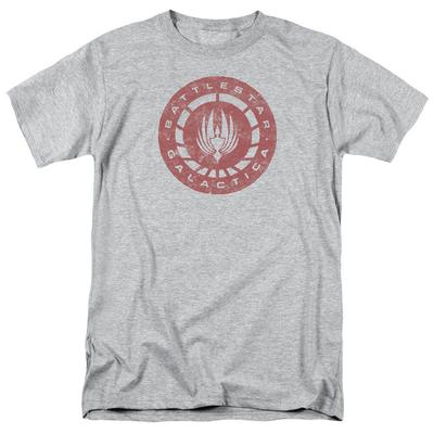 Battlestar Galactica Eroded Logo T Shirt Licensed Sci-Fi TV Show Tee Sport Grey
