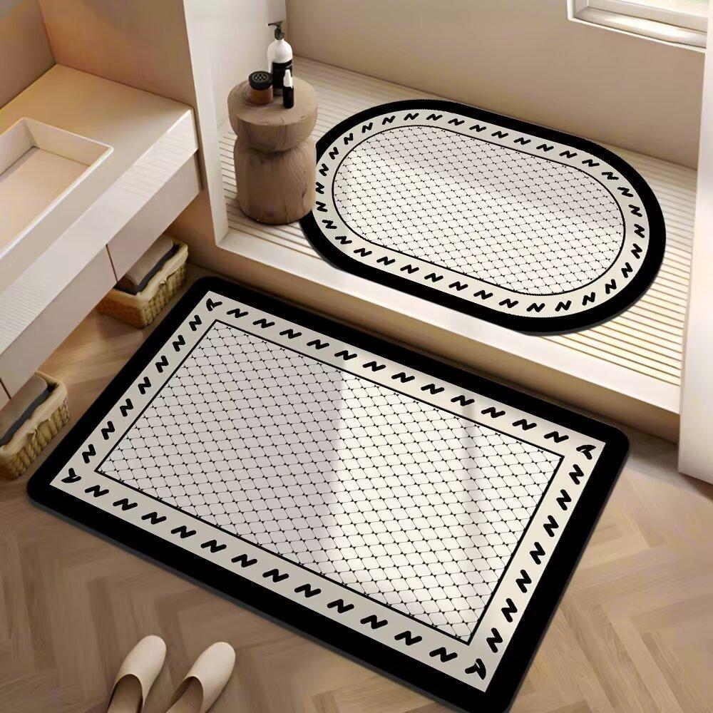 

Американский коврик для ванной комнаты Diatom Mud Door Absorbing Mat Quick Dry Non-Slip Mat Toilet Toilet Door Mat Carpet 40 * 60 [rectangle] + 40 * 60 [oval]