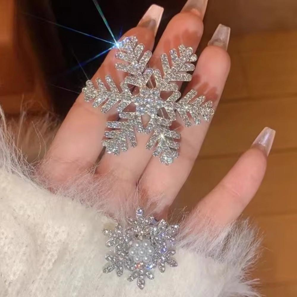 Sliver Hair Barrettes Pearl Hairpins Fashion Snowflake Hair Clip  Christmas Hair Accessories