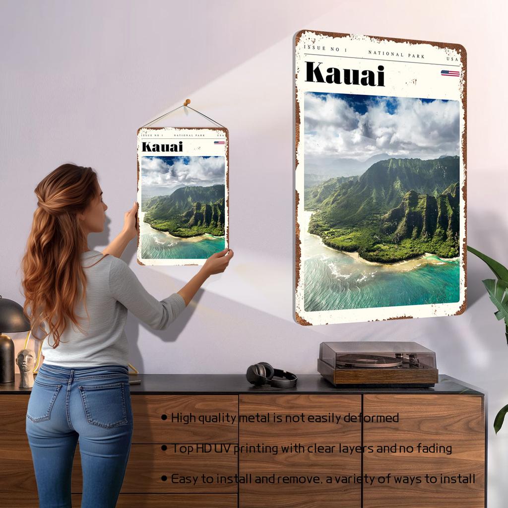 Kauai Hawaii National Metallposter Schlafzimmerdekoration Wohnzimmerdekor Männer Benutzerdefinierte Metallblechschilder für Wandkunstdekoration Retro