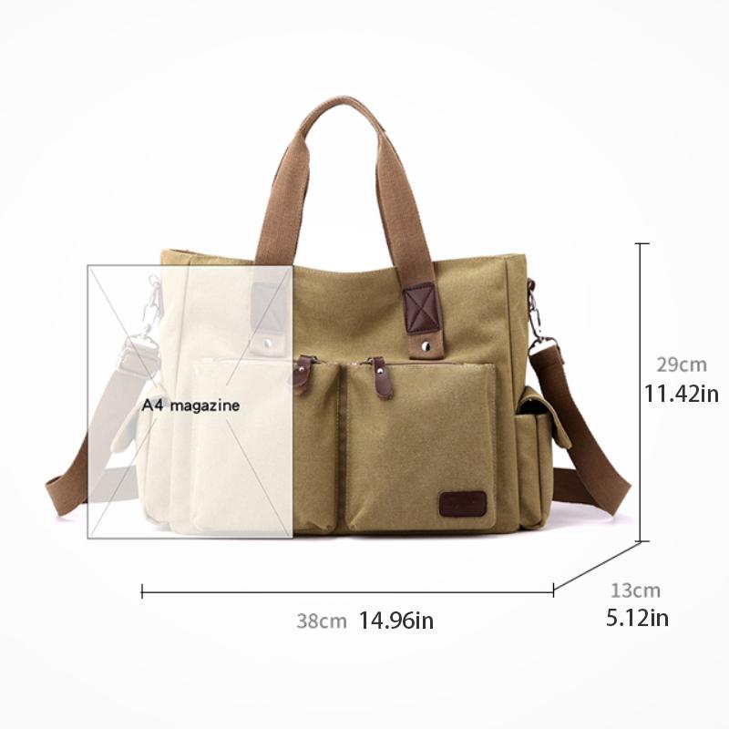 Płócienna retro torba crossbody, torebka do pracy, torba na ramię, torba do pracy, torebka o dużej pojemności