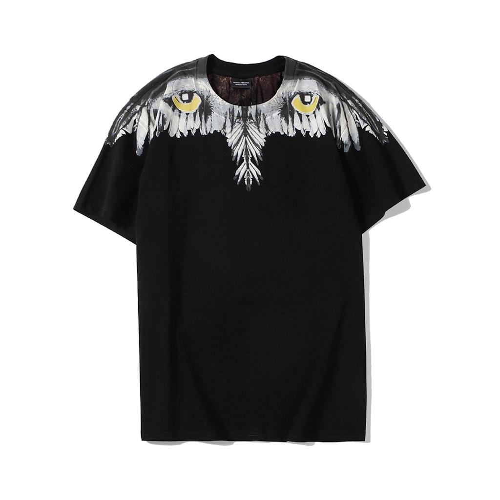 Marcelo Classic Phantom Wings Short Sleeve T-Shirt with Colorful Feathers and Lightning Design