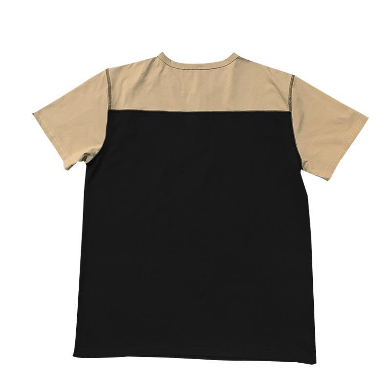 Men Casual Loose Color Block Short Sleeve Henley T Shirt