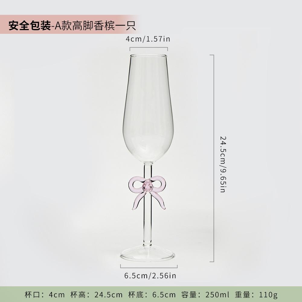 

Creative Bow Champagne Glass Elegant Highball Cocktail Cup Vintage Sweet Wine Glass for Home 51-100ml