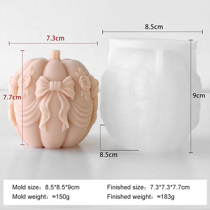 Halloween Pumpkin Candle Silicone Mold DIY Bow Tie Pumpkin Design Plaster Casting Mould Halloween Decor Candle Making Supplies