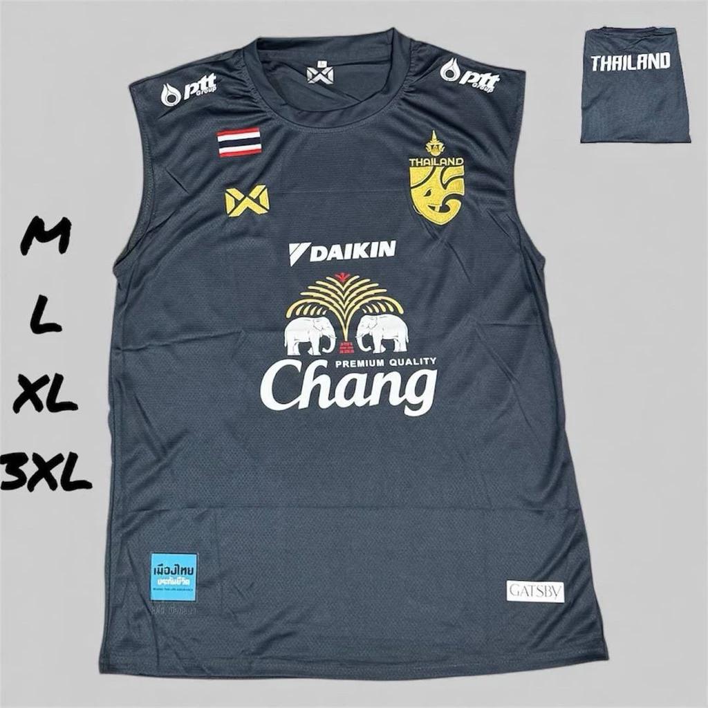 THAILAND National Football Soccer Print JERSEY Tank Top Vest Sleeveless Quick Dry Shirt Round Neck Polyester Uniform Elephant Logo Sport Outdoor