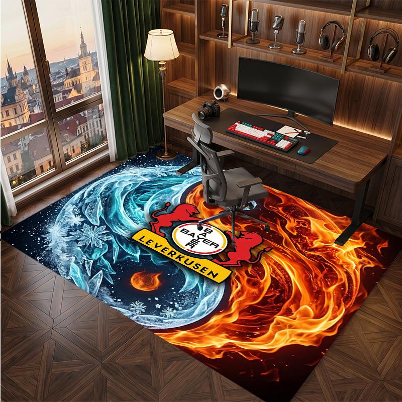 Bayer Leverkusen Football Print Crystal Velvet Rug, Comfortable Water Absorbent Non Slip Indoor Floor Carpet