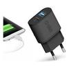 Caricabatterie a Ricarica Rapida Da 2100 mAh Con Due Uscite USB Da 1A E 2.1A, Presa Europea