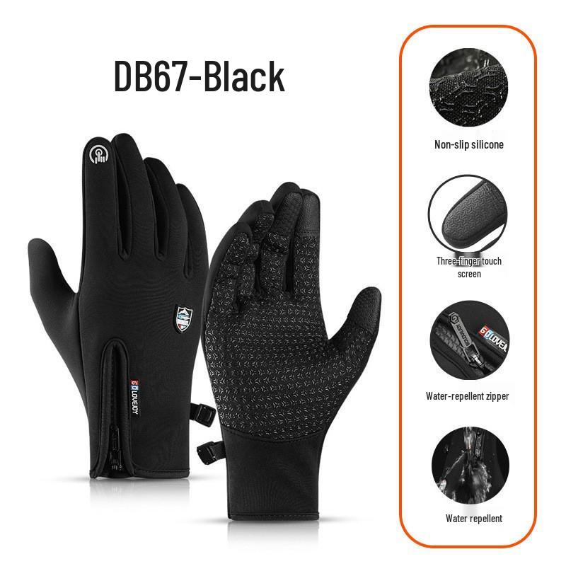 Touchscreen Non-Slip Full Finger Cycling Gloves for Men & Women - Warm, Velvet-Lined for Autumn/Winter, Ideal for Road & Mountain Biking