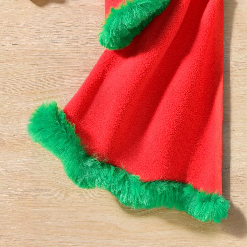 Mädchen Weihnachtsfeier Faux Patchwork Kleid Kostüm