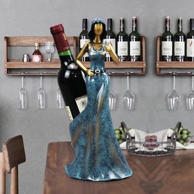 Armadietto del vino per soggiorno Decorazione per la casa Artigianato in resina Decorazione Ventilatore pieghevole di bellezza europea creativa Portabottiglie di vino rosso decor