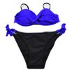 Trendy Color Block Triangle Bikini for Women - Adjustable Lace-Up, Large Bust & Cup