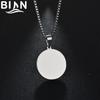 Stainless Steel Mirror-Finish Pet Tag Pendant - Engravable Round Necklace