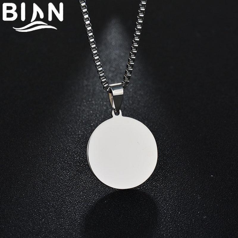 Stainless Steel Mirror-Finish Pet Tag Pendant - Engravable Round Necklace