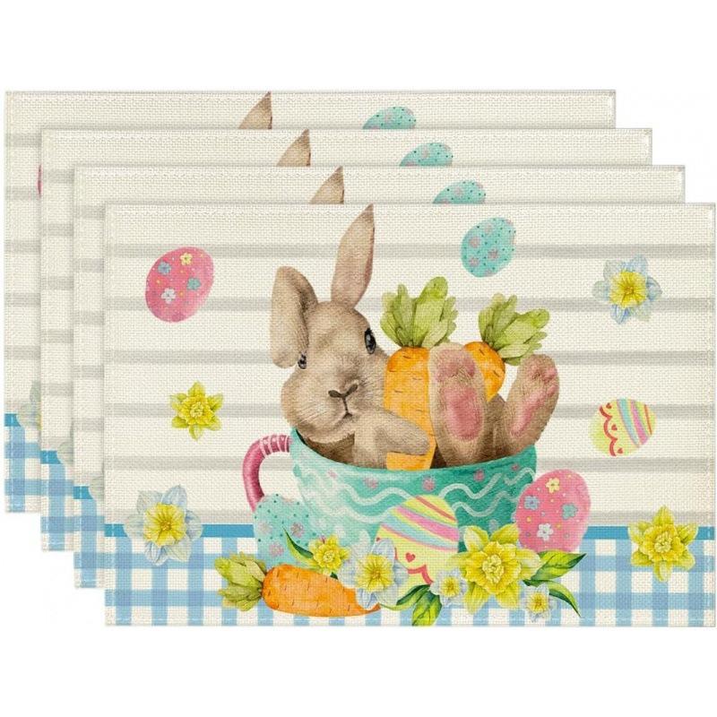 Velikonoční lněné prostírání Králík Velikonoční vajíčka Restaurace Obývací pokoj Domácí dekorace Stůl Protiskluzová podložka