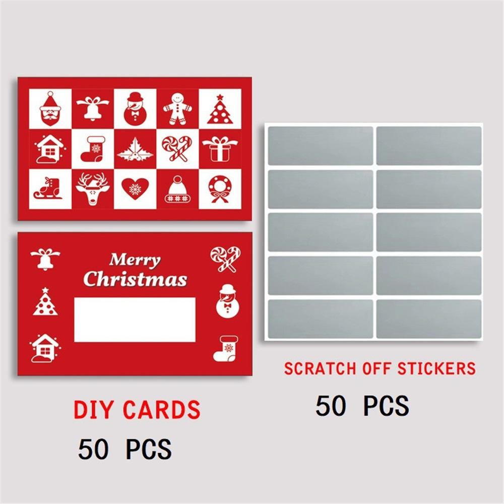 50 DIY Scratch-Off Cards Set, Blank Cards + Silver Stickers, 5 Designs, Surprise Gift & Party Game Cards