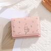INS Style Cute Cat Short Wallet Flowers Pattern PU Leather Coin Purse Tri-fold Mini Wallet Gifts