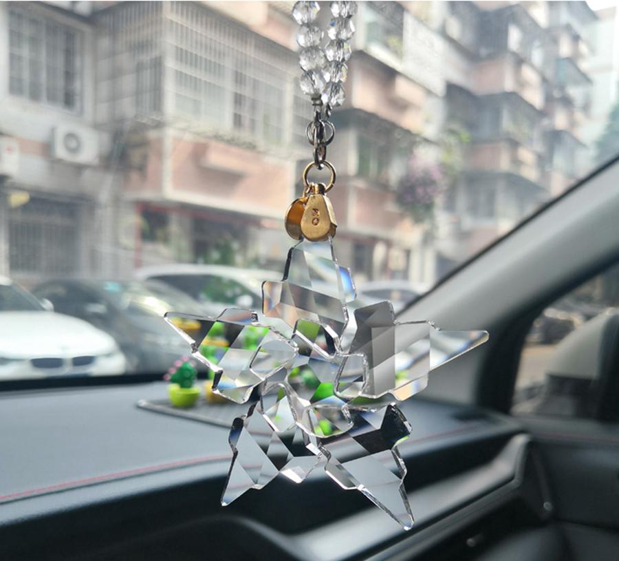 2021 New Year Christmas Crystal Star Snowflake Xmas Ornament Tree Decoration