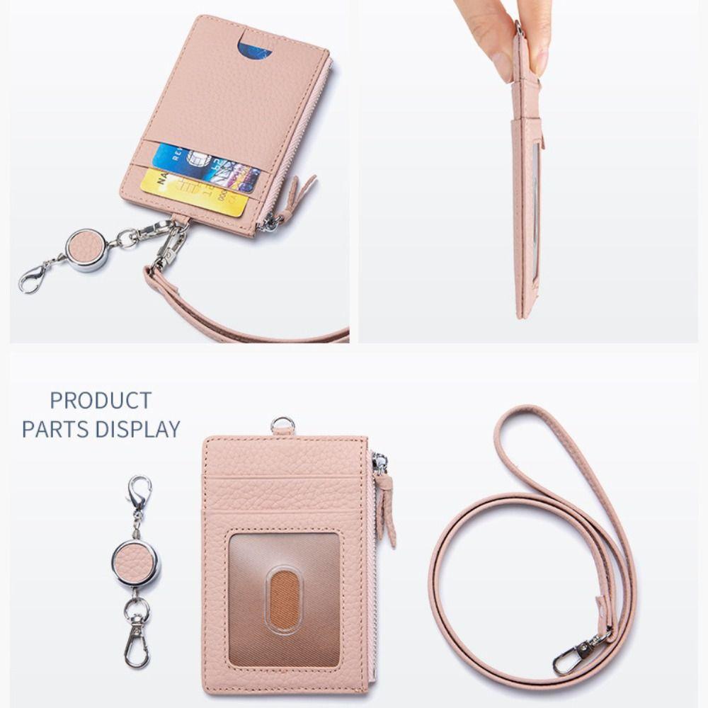 Portable Reel Strap Badge Holder with Lanyard Male Wallet Neck Strap Card Holder  Male