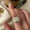 French Striking Vintage Design Adjustable Open Ring For Women In 925 Sterling Silver With Beautiful Texture Lava