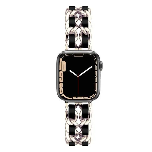 Women Gold Wristband for Apple Watch Band 11 10 46mm 9 8 Ultra 3 49mm SE 6 41 45mm 38/42mm 44 40mm Strap Metal Leather Bracelet